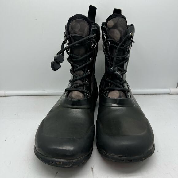Bogs Boots Youth 4 Sidney Gray Black Lace Up Waterproof Neoprene Rain Snow - Picture 5 of 12